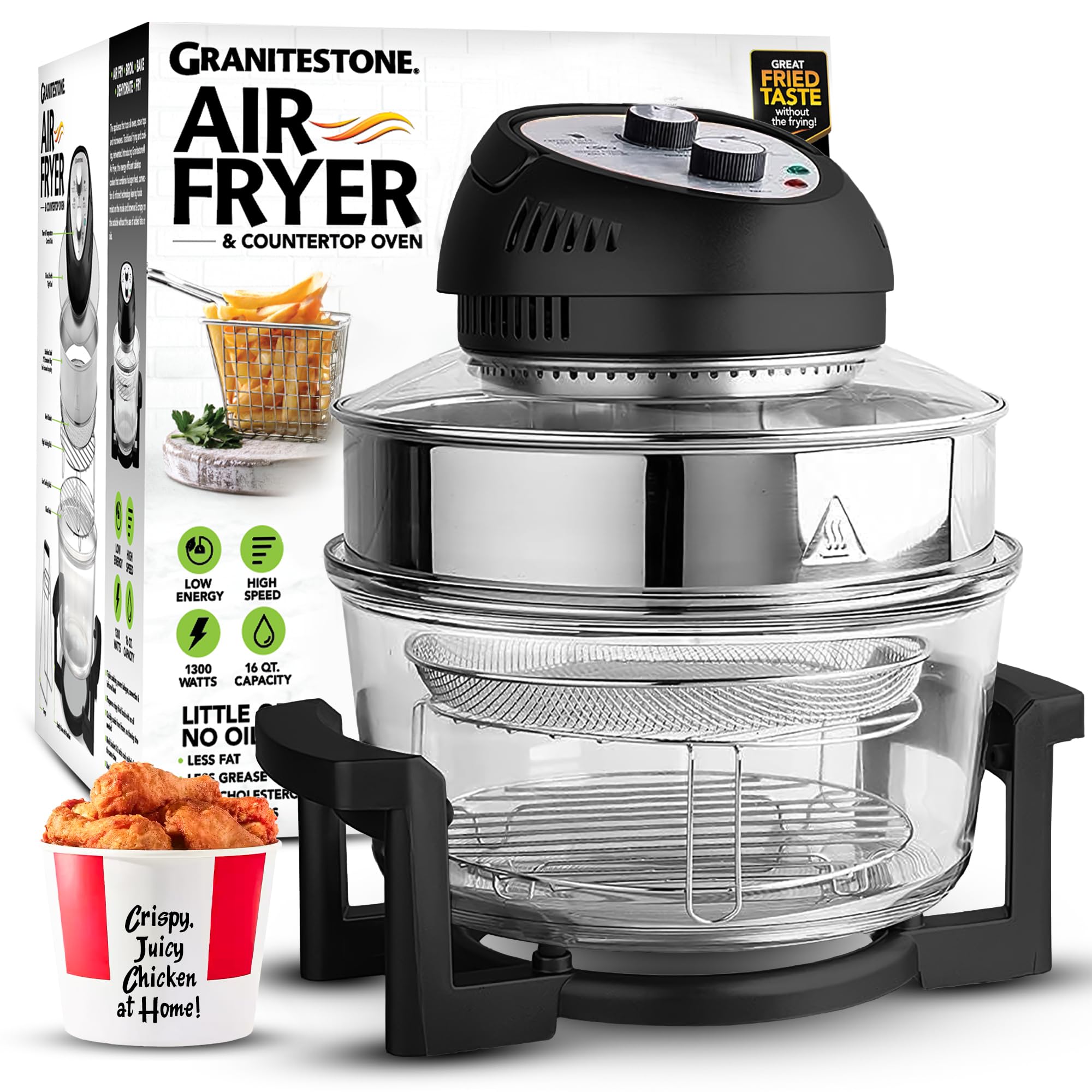 Big Boss 9065 1300-watt Oil-Less Fryer, 16-Quart, Black by Big Boss