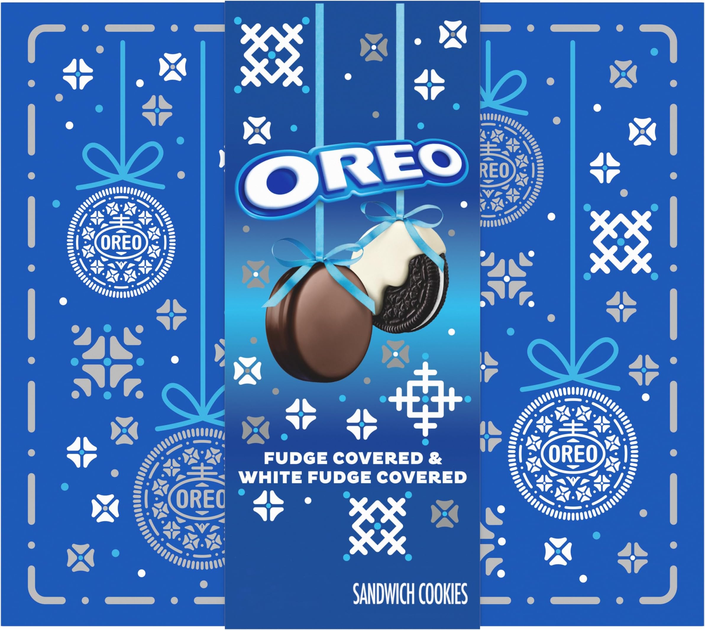 OREO Fudge and White Fudge Covered Chocolate Sandwich Cookies, Holiday Cookies, 1.03 lb Gift Box