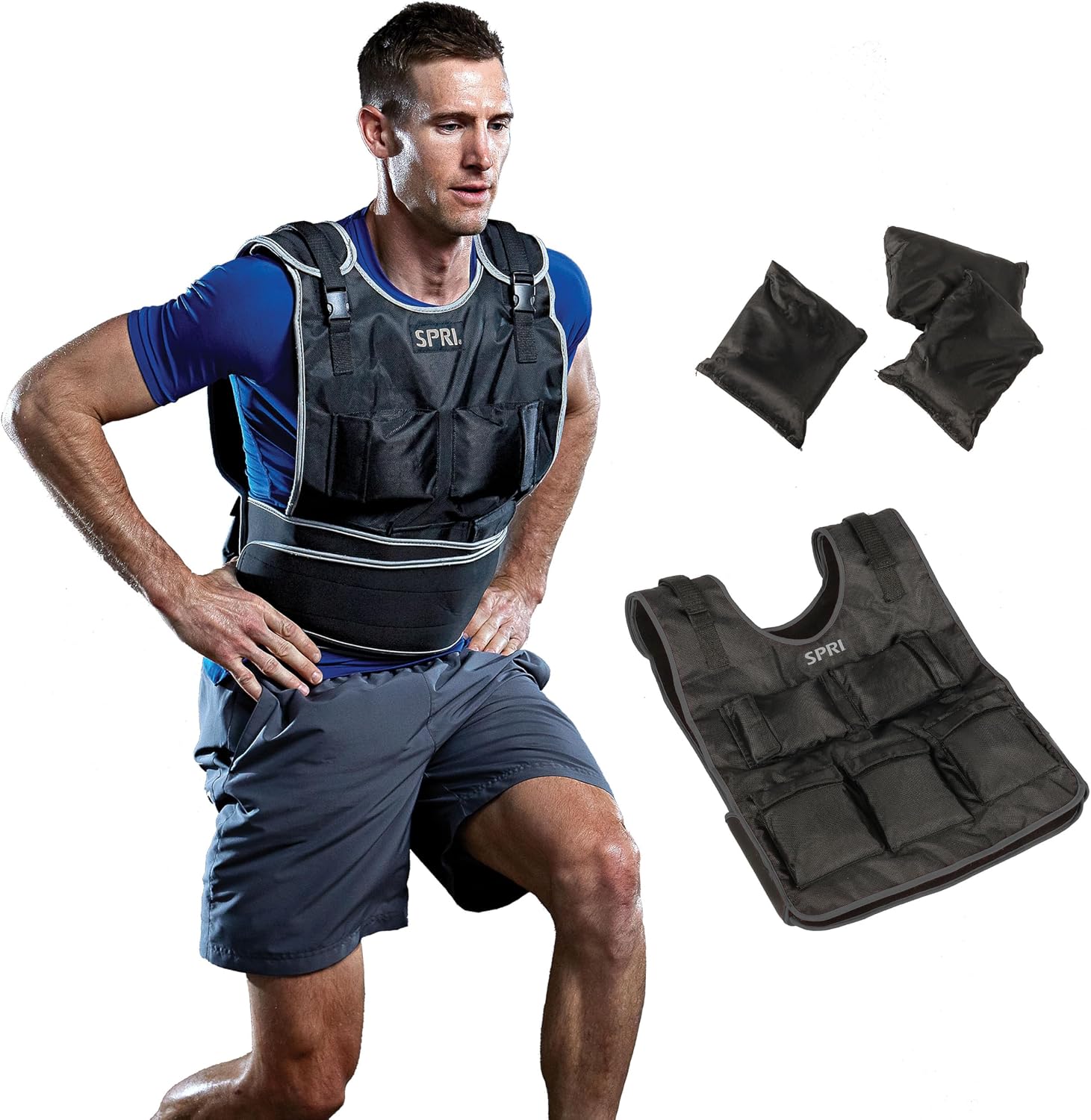 SPRI 20 lb Weighted Vest, Adjustable for Strength & Cardio