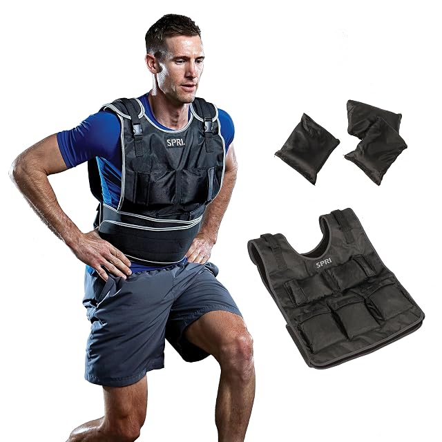 SPRI 20 lb Weighted Vest for Women Men - Adjustable Weight Vest for Running Strength Training Endurance and