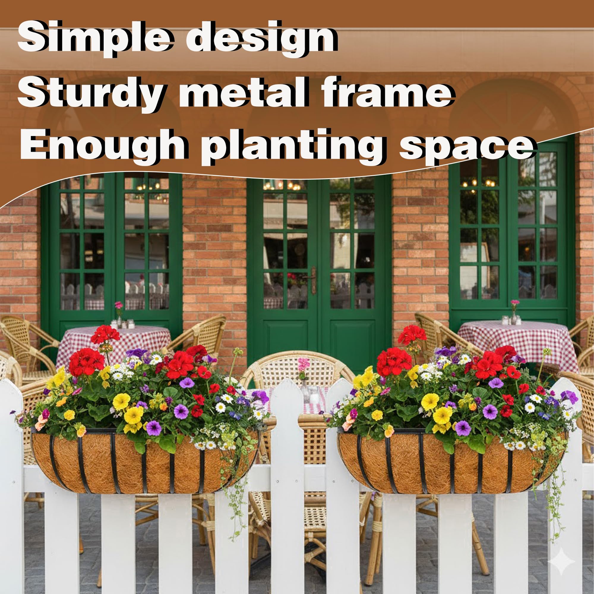 Legigo 2 Pack 24 Inch Window Box Deck Railing Planter with Coconut Liner, Balcony Rail Planters Legigo 2 Pack 24 Inch Window Box Deck Railing Planter with Coconut Liner, Balcony Rail Planters