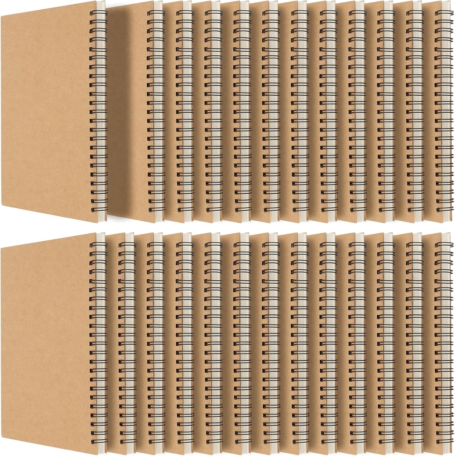 HOZEON 25 Pack A5 Unlined Spiral Notebook, 8.3 x 6 Inches Blank Sketch Books, Journal Notebooks with Kraft Cover, 100gsm Notepads Bulk for Office, School, Travel, 60 Sheets / 120 Pages, Brown