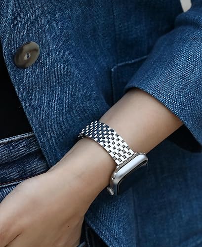 Miniatura 5 de Correas finas y femeninas para Apple Watch 10 Se 9 8 7 6 5 4 3 2 1, correas de reloj de metal elegantes para mujer para Apple Watch de 1.654 in,
