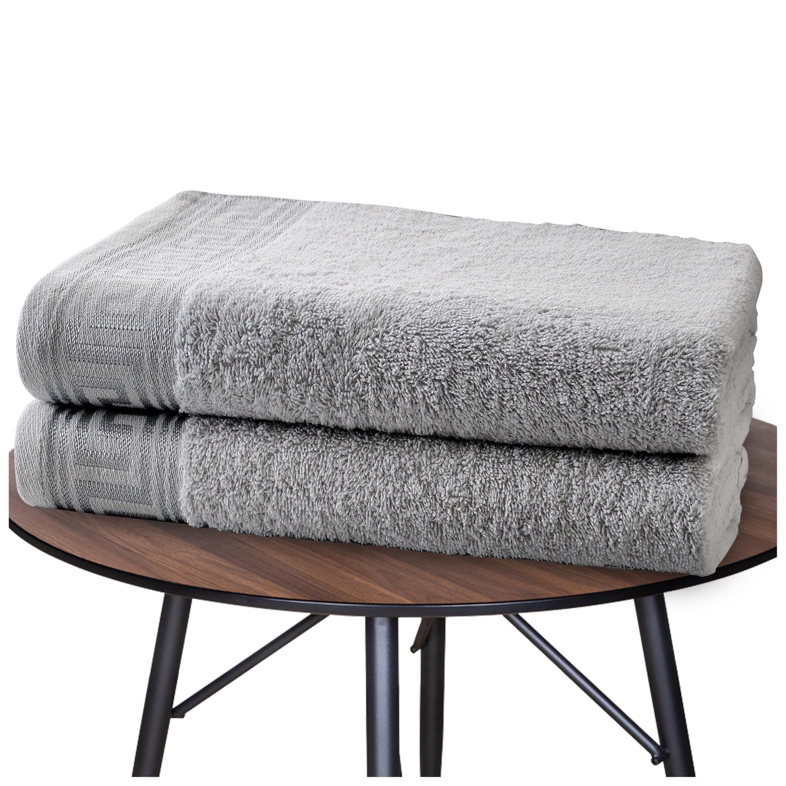 GC GAVENO CAVAILIA 2 Pack Egyptian Cotton Bath Sheet Towel Sets Bathroom, 500 GSM Greek Patterned Towels 80x140 CM, Super Soft Highly Absorbent Extra Large Beach Towels, Grey — image 1