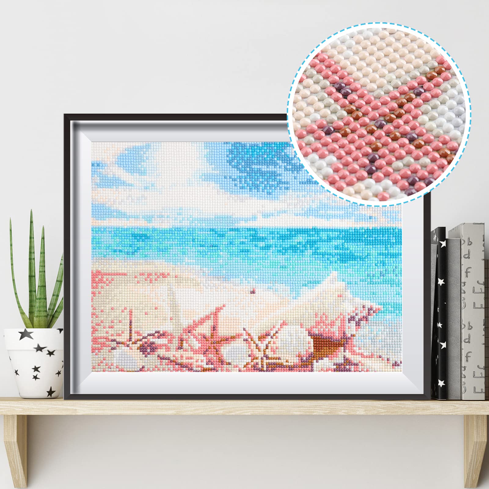 5D Diamond Painting 'Dicke Dame Am Strand' - DIY Diamantbild 40x40cm Für Erwachsene