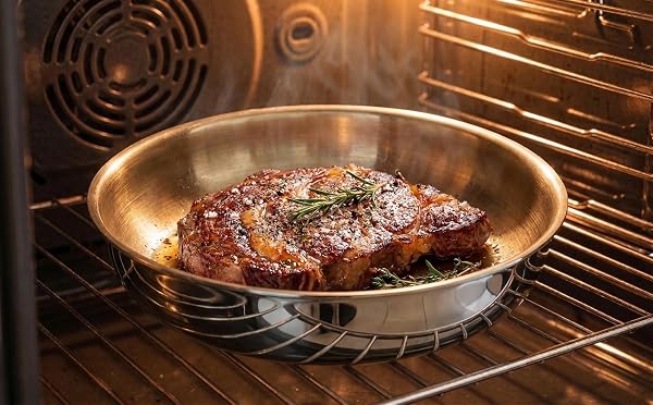 Poêle Inox 18/10 Triply – 24 cm – Sans Manche – Sans Revêtement – Sans PFAS, PFOA, PTFE – Compatible Tous Feux Dont Induction – Cuisson Saine et Durable - 5