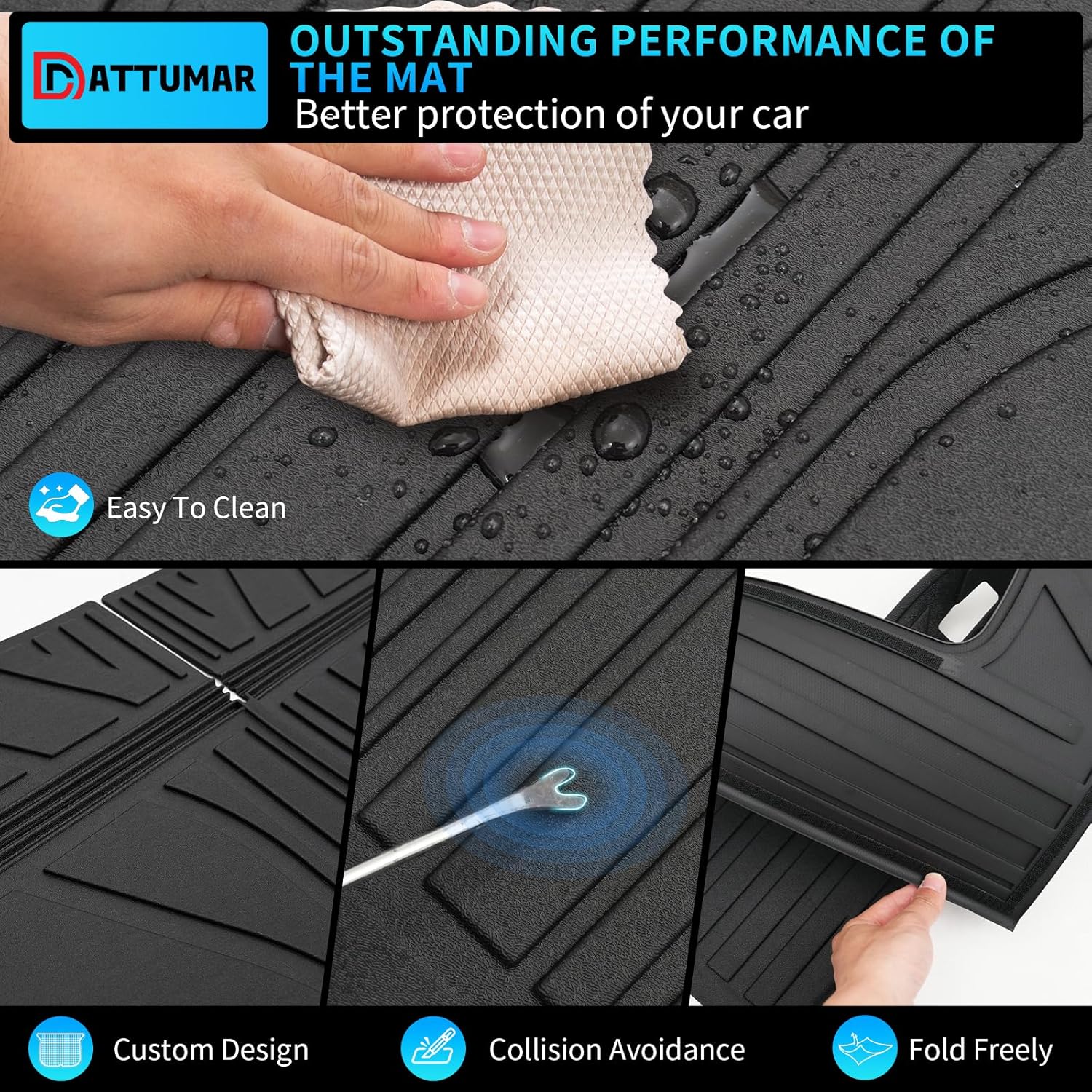 Floor Mats Compatible with 2016-2025 2026 Dodge Durango 7-Seater Trunk Mat Cargo Liner All Weather Back Seat Cover 2024 Durango Accessories (Trunk Mat+3rd Row Backrest Mats+Floor Mats) - Image 4