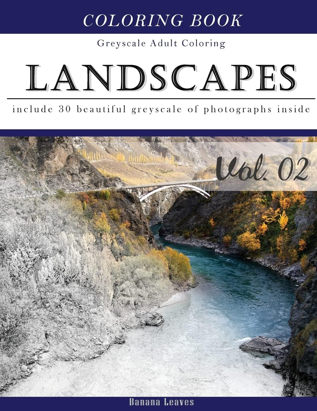 Landscapes Art: Gray Scale Photo Adult Coloring Book, Mind Relaxation Stress Relief Coloring Book Vol2: Series of coloring book for adults and grown ... 11" (21.59 x 27.94 cm) (Adults Coloring Book)