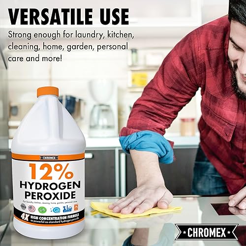 Miniatura 8 de Chromex Peróxido de hidrógeno 12% grado alimenticio, solución concentrada de potencia 4X, diluye a 4 galones, usos versátiles que incluyen cuidado