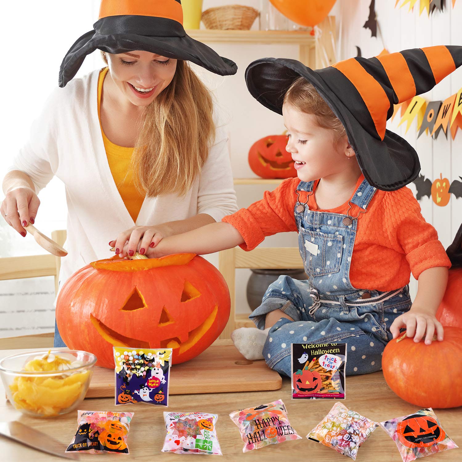 Lot De 300 Sacs De Friandises D'Halloween, 6 Sacs De Bonbons