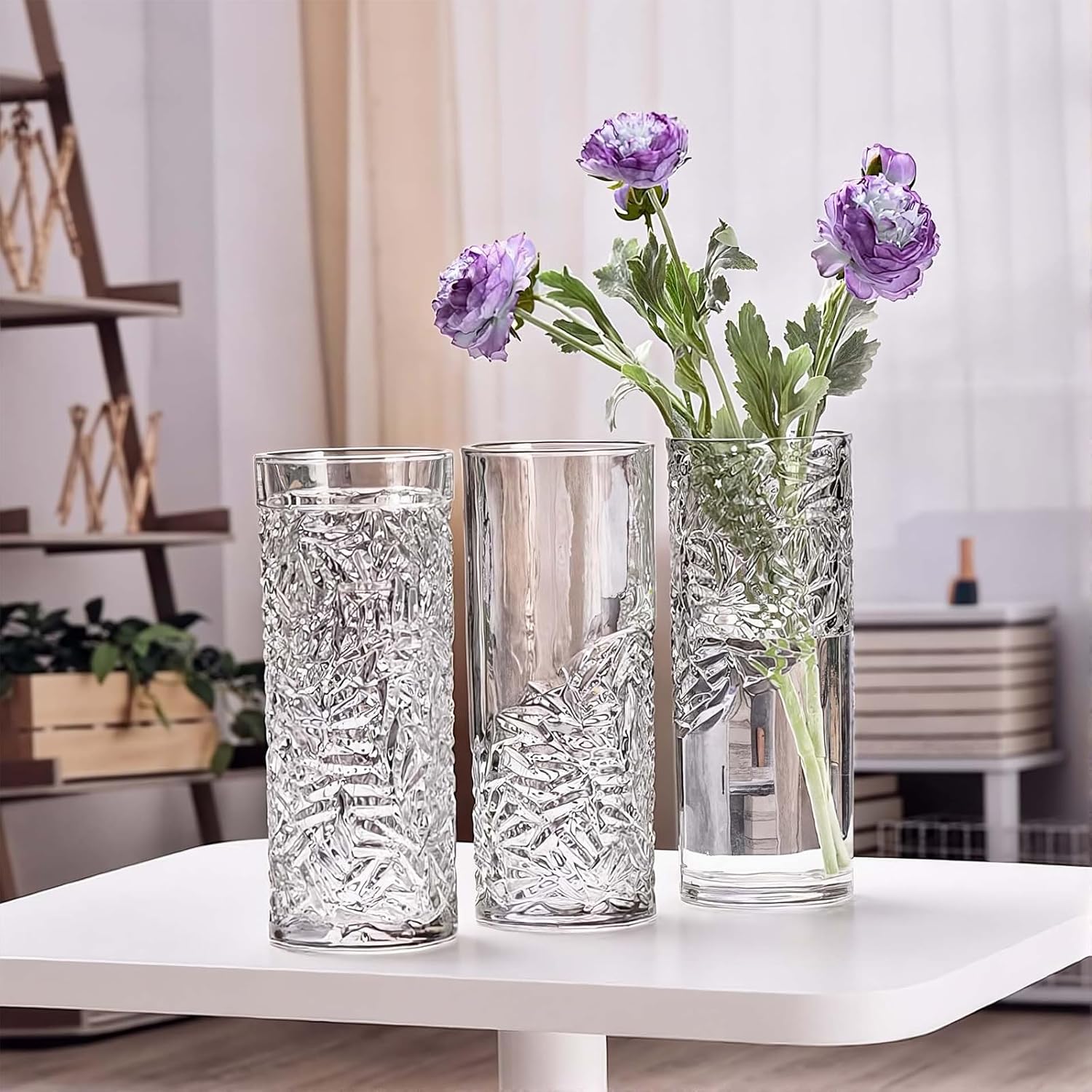 10-Inch Large Vase,Thick Weighted Clear Cylinder Glass Vases for Tables Centerpieces Vase, for Home Decor Flower Vase