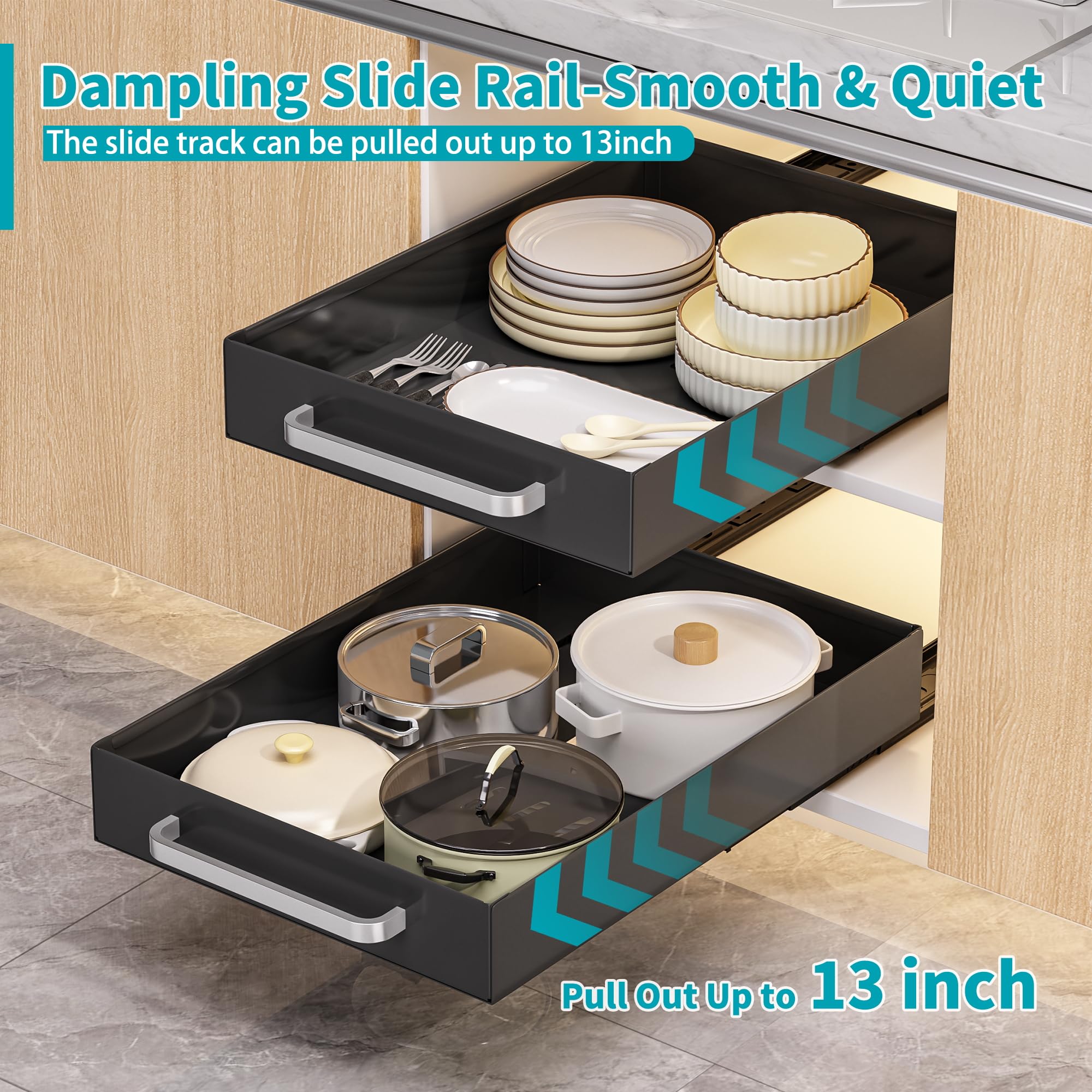 Snapklik.com : Pull Out Cabinet Organizer 2 Pack, Adhesive Slide Out ...