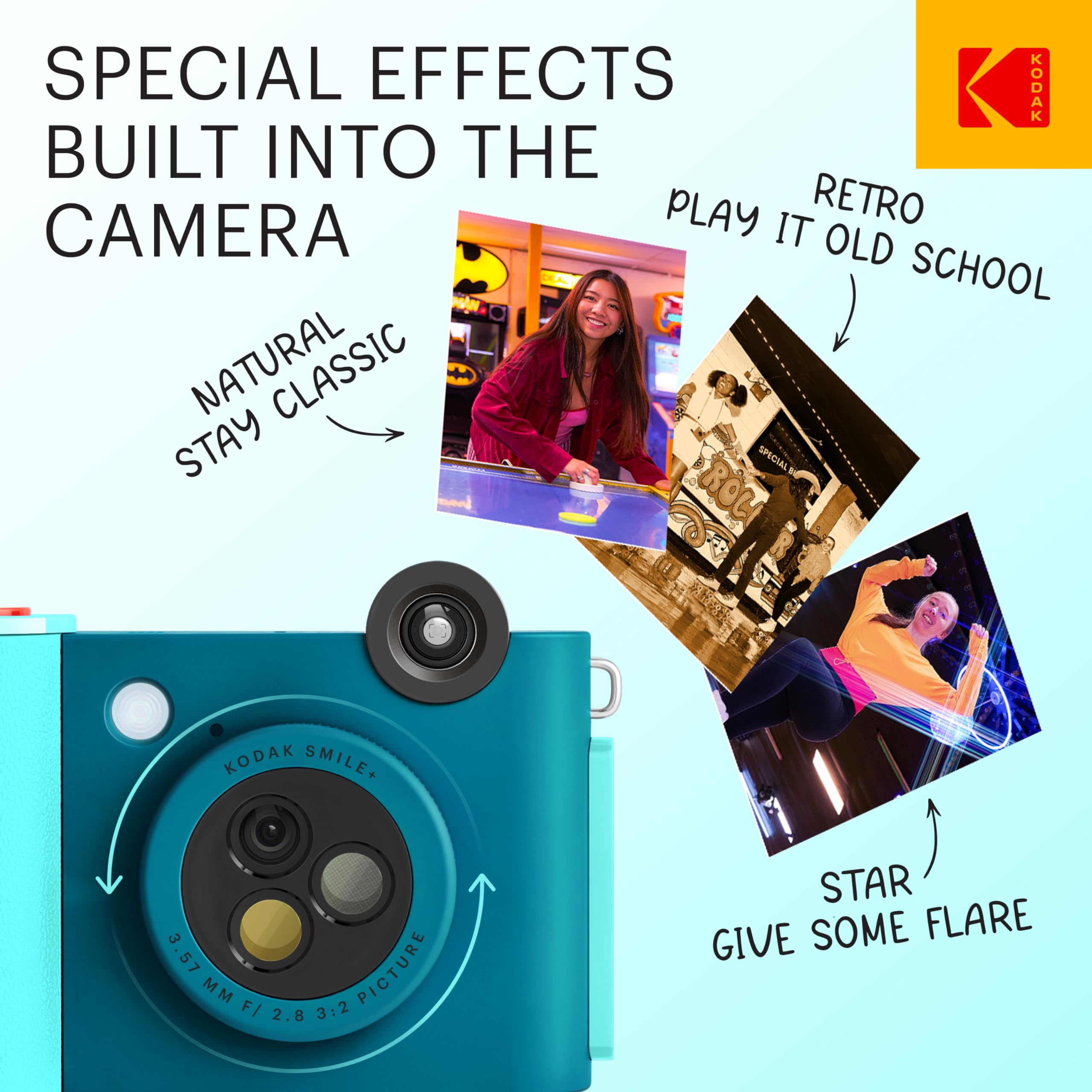 KODAK Smile+ 2-in-1 Digital Instant Camera & Wireless Bluetooth Photo Printer, 10MP, Special-Effect Rotating Lens - Image 2