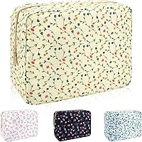 Vista 25 de Iqimott Bolsa Grande de Maquillaje de Nylon, Estuche de Viaje Preppy, Bolsa Grande de Cosméticos de Nylon, Organizador de Maquillaje, Bolsa de Rosa