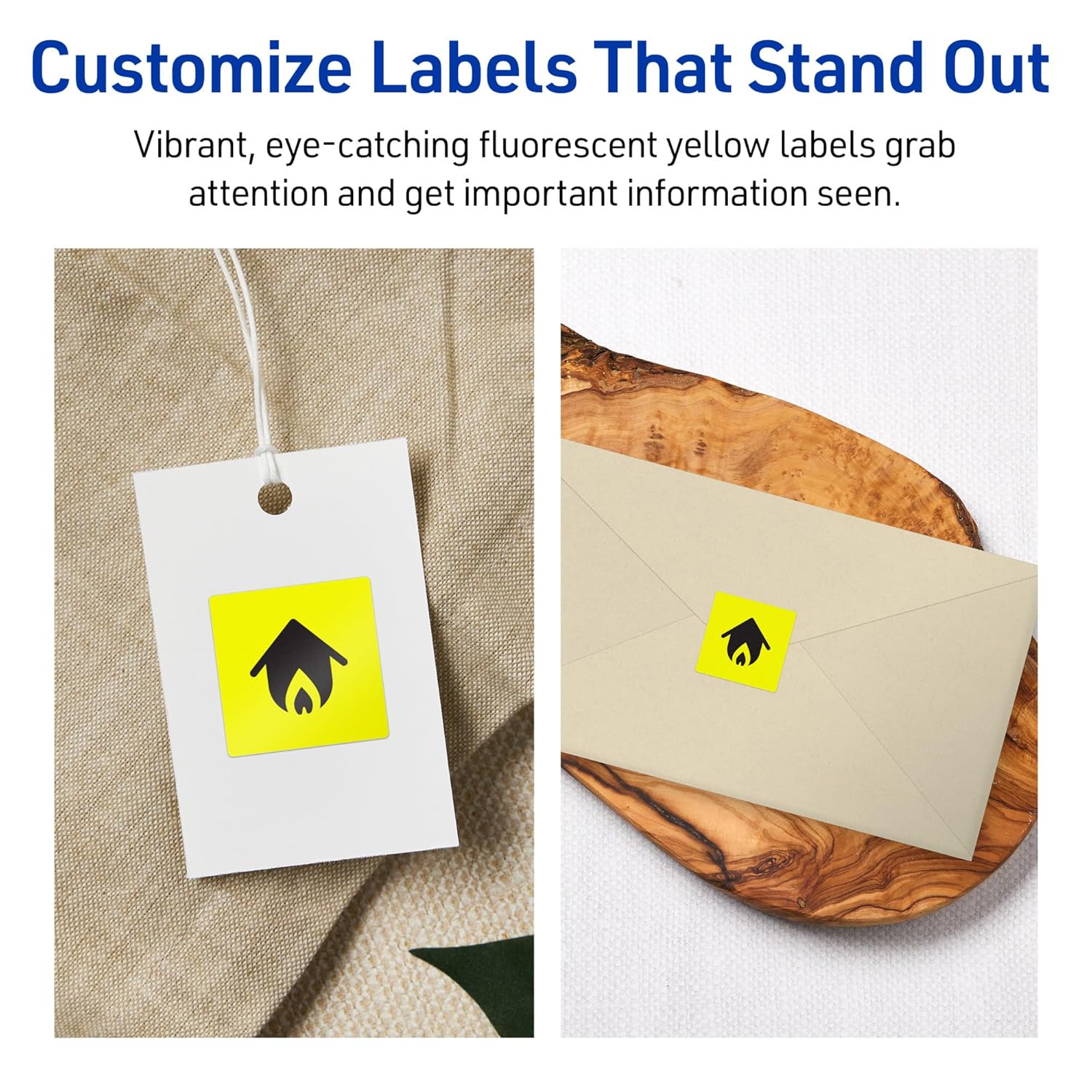 Avery Printable Square Labels, Sure Feed Technology, 1" x 1", Neon Yellow Labels, Print-to-The-Edge, Laser/Inkjet Printable, 3,840 Total, Great for Soaps and QR Codes