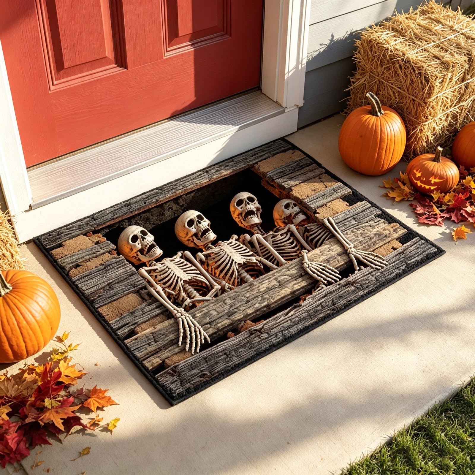 Halloween Decorations, Halloween Door Mat, Illusion Rug 3D Visual Hole Design Rug Spooky Patterned Home Mat for Living Room Bedroom Outdoor 60X90cm