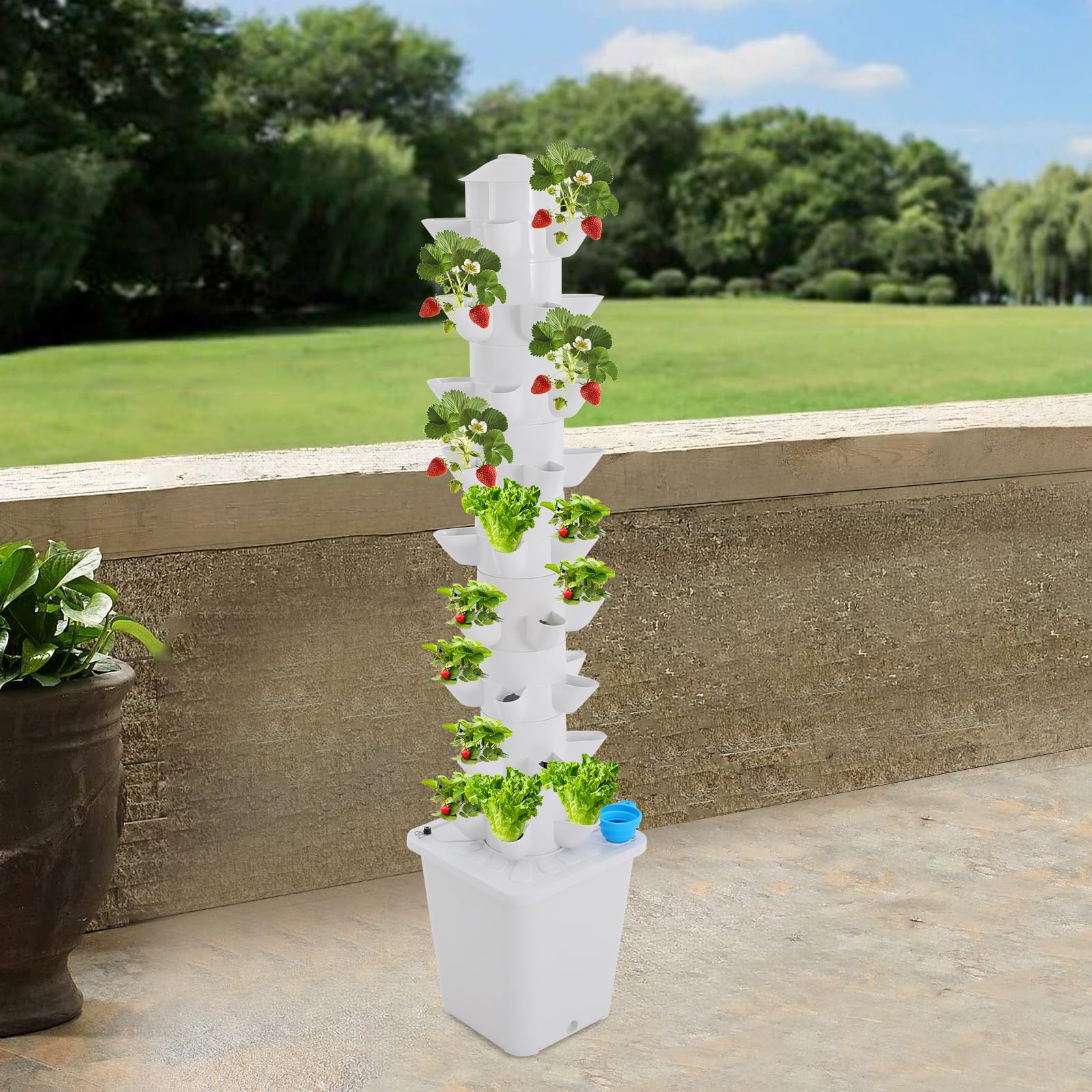 Mecanismo de cultivo hidropónico Kit de cultivo hidropónico, mecanismo de cultivo de torre de 9 pisos Sistema hidropónico de 45 compartimentos para sala de estar, balcón, jardín, jardín