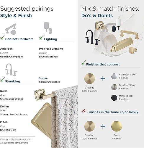 Vista 25 de Amerock Toallero negro mate – 7-9/16 pulgadas (7.559 in) de longitud – Soporte para toallas de baño y cocina Mate negro