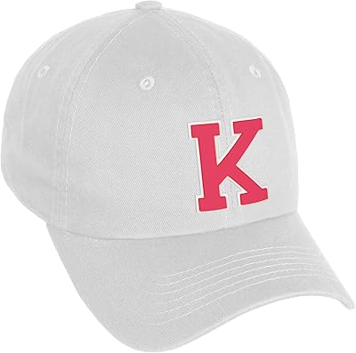 Daxton Classic 3D Varsity White Rose Initial Letters Baseball Dad Hat, White, Letter K