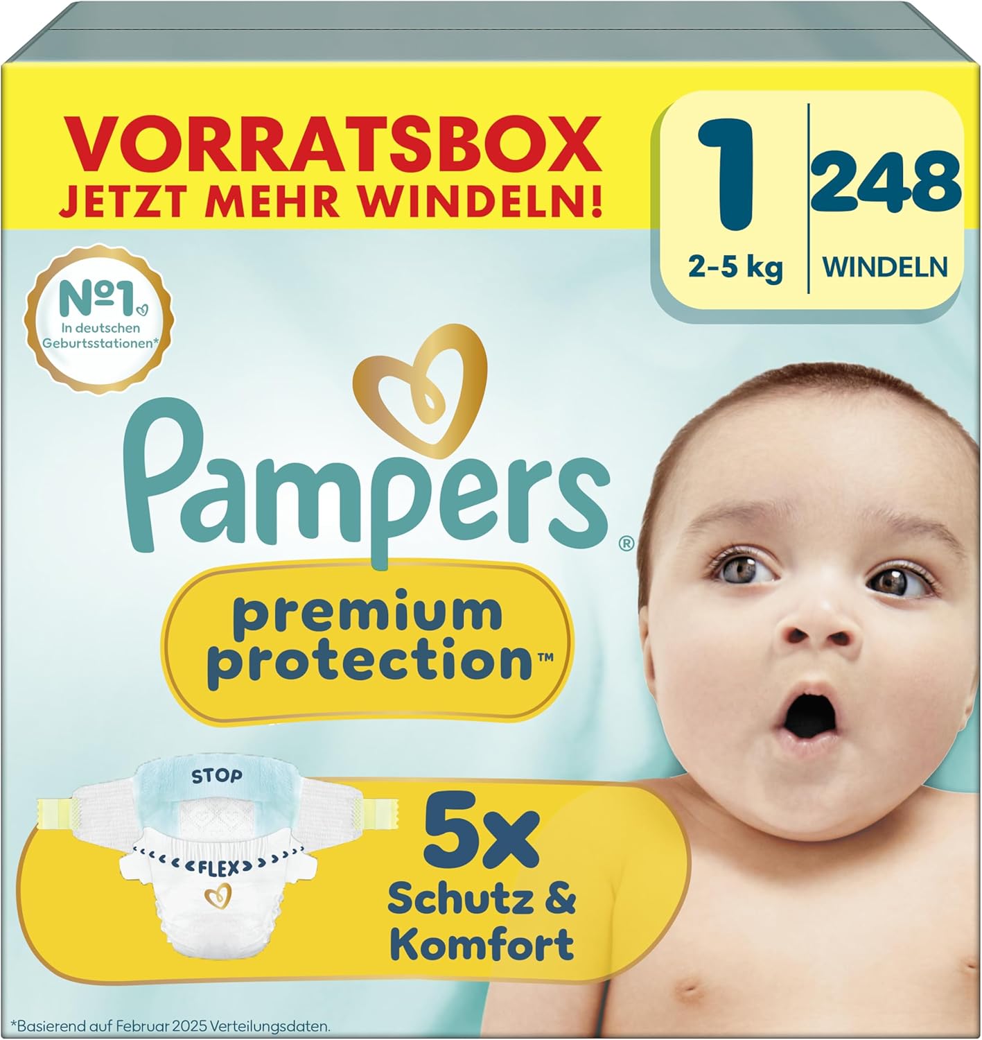 Pampers Premium Protection Größe 1 248 Windeln 2kg-5kg unser Nr. 1 Haut- und Auslaufschutz