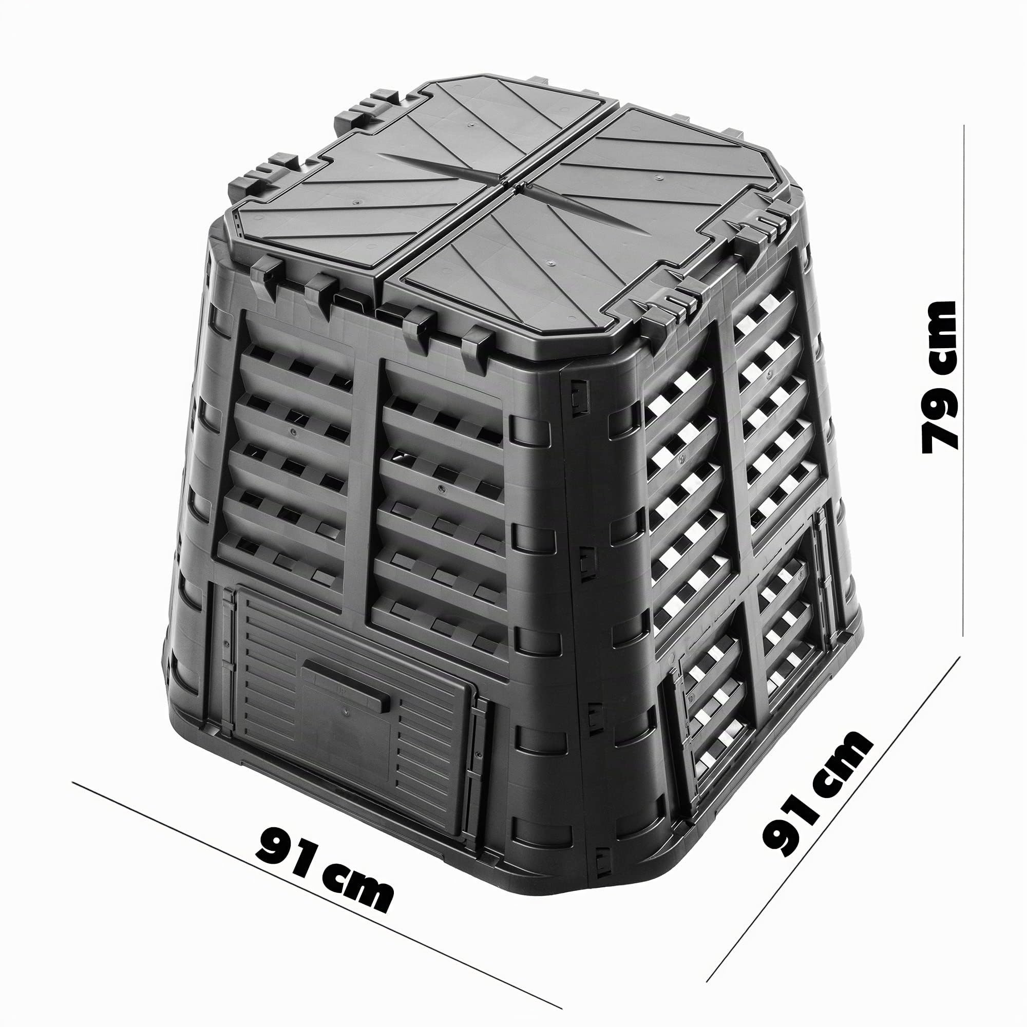 KADAX Composteur de Jardin 480L, Une Solution Écologique et Pratique pour Transformer vos Déchets Organiques en Engrais Nature, Bac à Compost (Noir)
