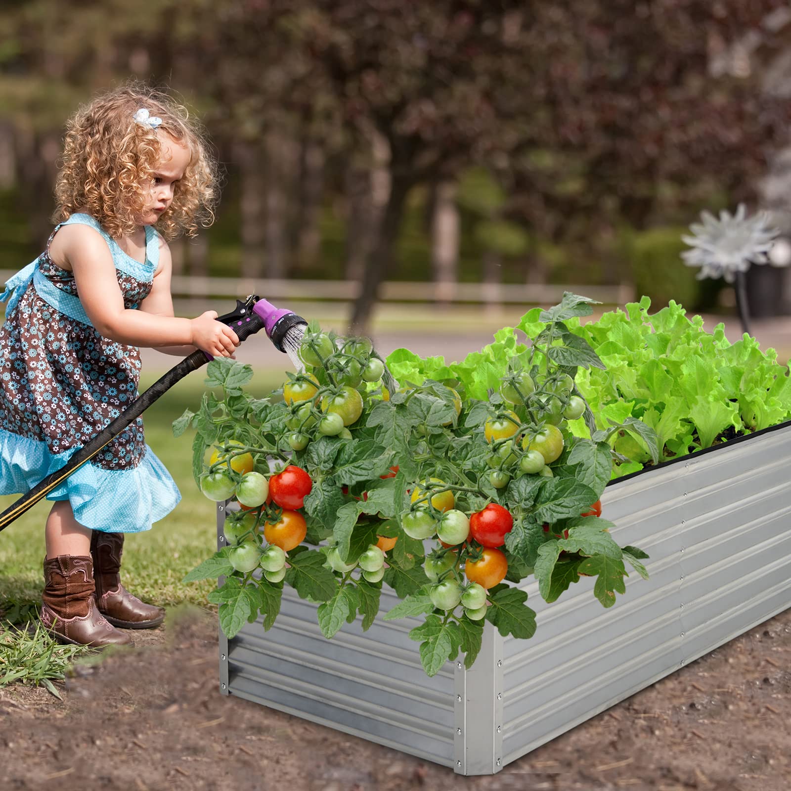 Ohuhu Jardinière surélevée en acier galvanisé renforcé pour légues, 1