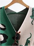 WDIRARA Cardigan pour les femmes Color Block Leopard Imprimer Open Front Sweater Button Down Outwear
