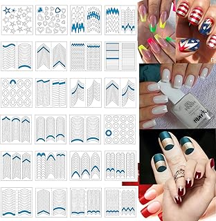 Nail Art Stencils Tip Guides Stickers, 24 pcs, 36 Designs