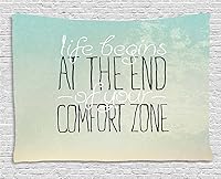 Vista 120 de Ambesonne Tapiz hawaiano, Costa Na Pali en la isla de Kauai en Hawái, día soleado, horizonte de montaña, colgante de pared para dormitorio, sala