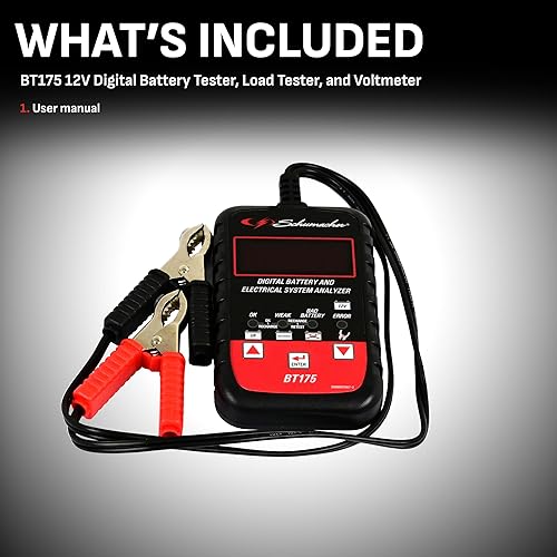 Miniatura 4 de Schumacher Electric Digital Battery Tester, BT175, 3-in-1, 12 Volt, for Use with Motorcycle, ATV, Marine, Car, SUV, Truck, RV, and Classic Car