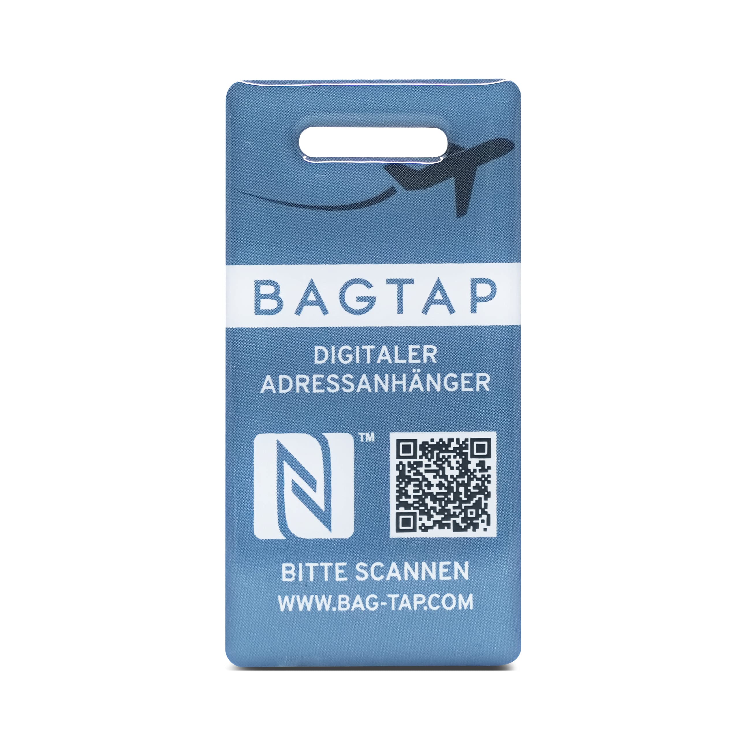 Etiqueta de equipaje digital con NFC y código QR, 30 x 60 mm, Pvc_azul claro, azul claro, Moderno, innovador
