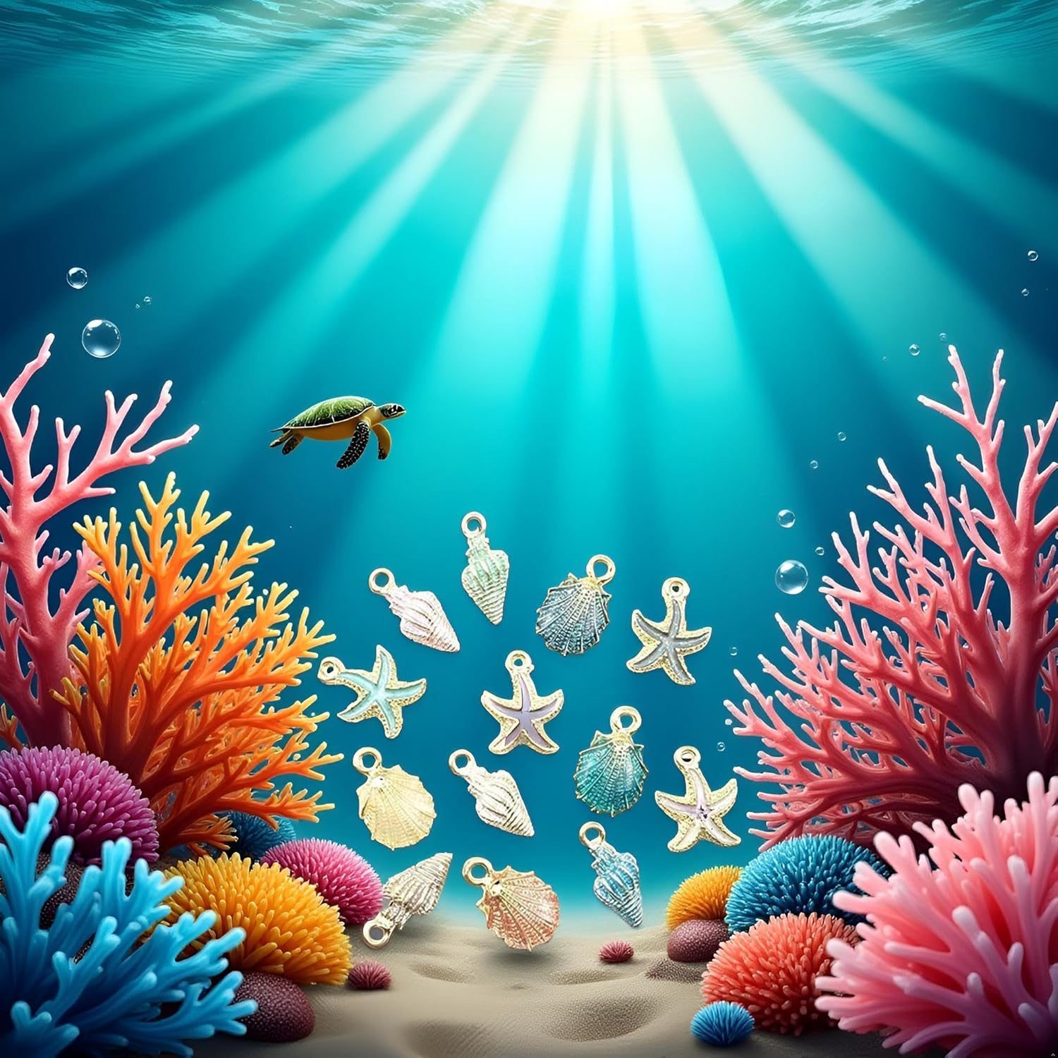 13 Pcs Starfish Conch Sea Shell Pendants Mixed Random DIY Charms Sea Necklace Pendant for Women Jewelry Handmade Nautical Ocean Shell Enamel Craft Creative Jewelry Making Charms Accessory - Image 3