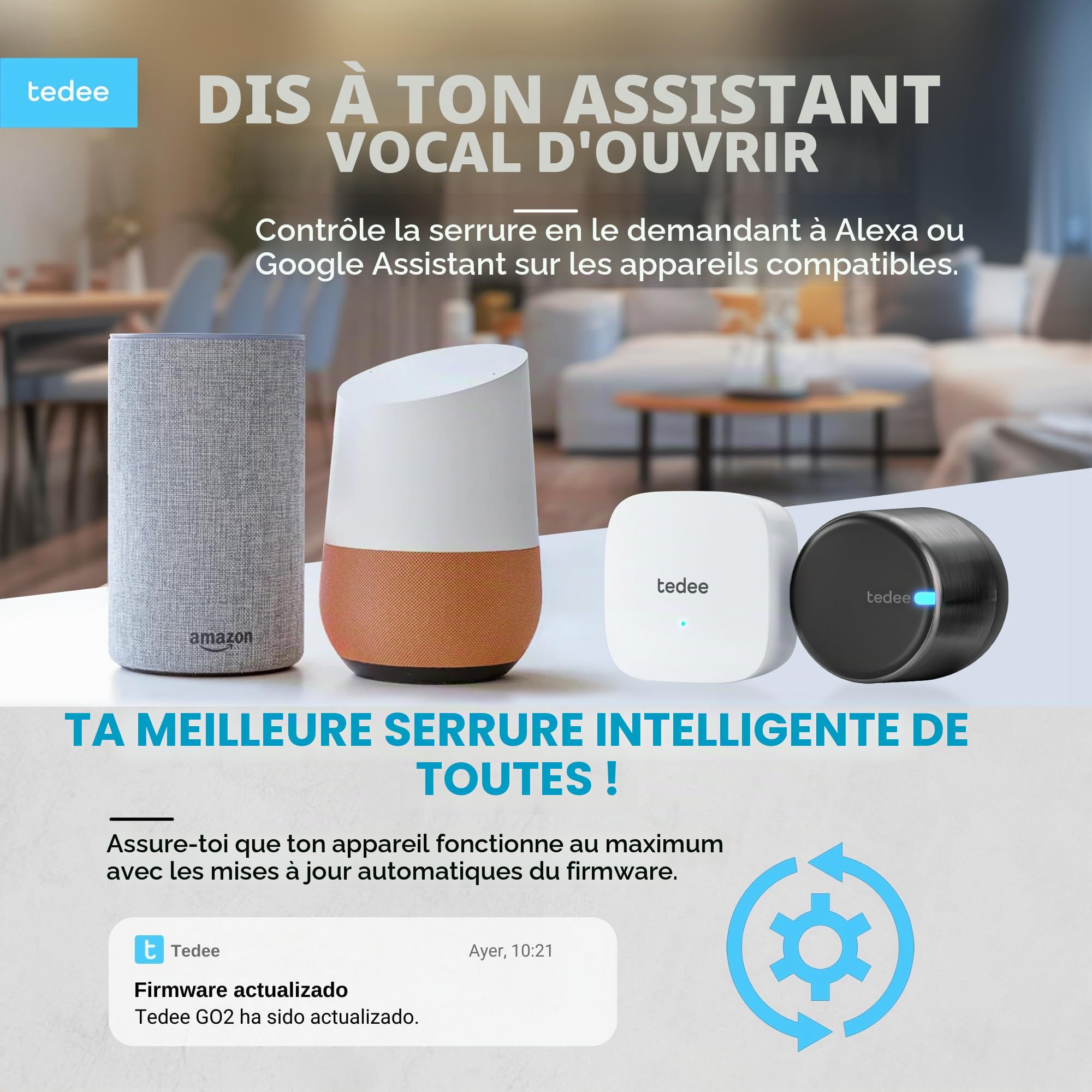 Tedee GO2 Alu Serrure Intelligente Connectée avec Bridge WiFi, Keypad PRO et Cylindre Gerda EXXO Smart | Sécurité Classe 6, Empreinte Digitale | Compatible Matter, Alexa, Google Home, Apple, Smart