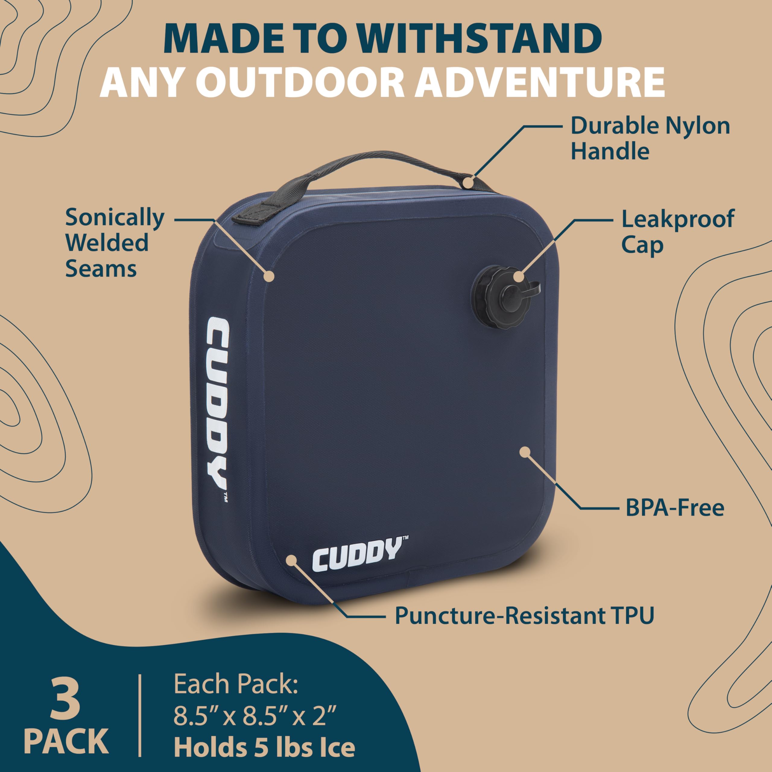 Cuddy Lot de 3 Packs de Glace réutilisables pour glacières – Packs de congélation durables de qualité supérieure pour glacière et Camping