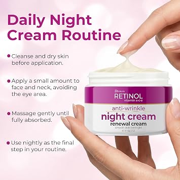 Retinol LIVAURA Night Cream Night Creams for Face Anti Aging for Women, Nights Cream & Nights Moisturizer for Face, Overnight Faces Creams for Wrinkles, Mature & Aging Skin Facial
