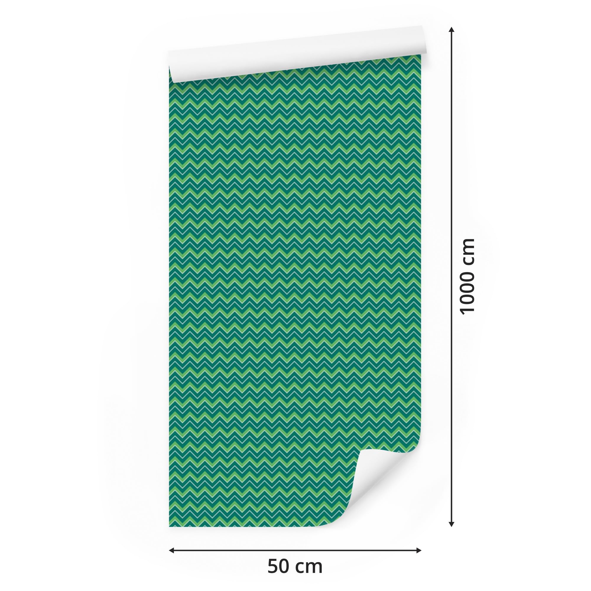 Vliestapete Zickzack – Petrol 50 x 1000 cm | Ausdrucksstarke Bildgestaltung; Charaktervoller Raumschmuck; Harmonische Akzentfläche; Kleister im Set