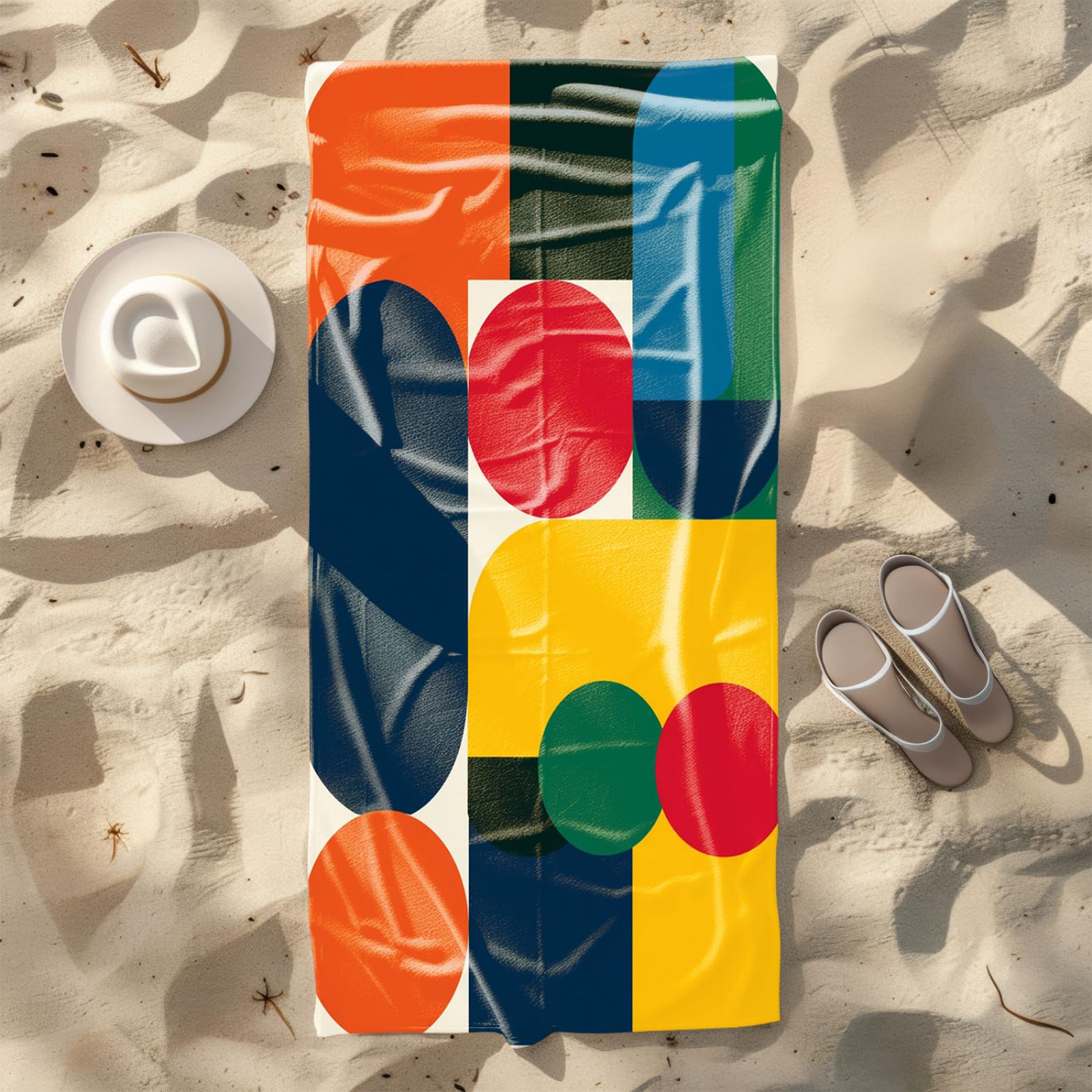 Generico Telo Mare Grande Rosso Giallo Blu | Microfibra Telo Mare Antisabbia Leggero Compatto Asciugatura Rapida Assorbente Per Piscina Bagno Lavabile Fino