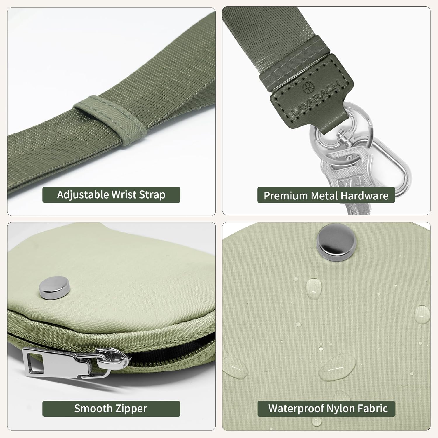 Keychain Wristlet Wallet for Women Zippered Dual Pouch Wristlet Nylon Coin Purse Small Wallet with Key Ring - Image 5