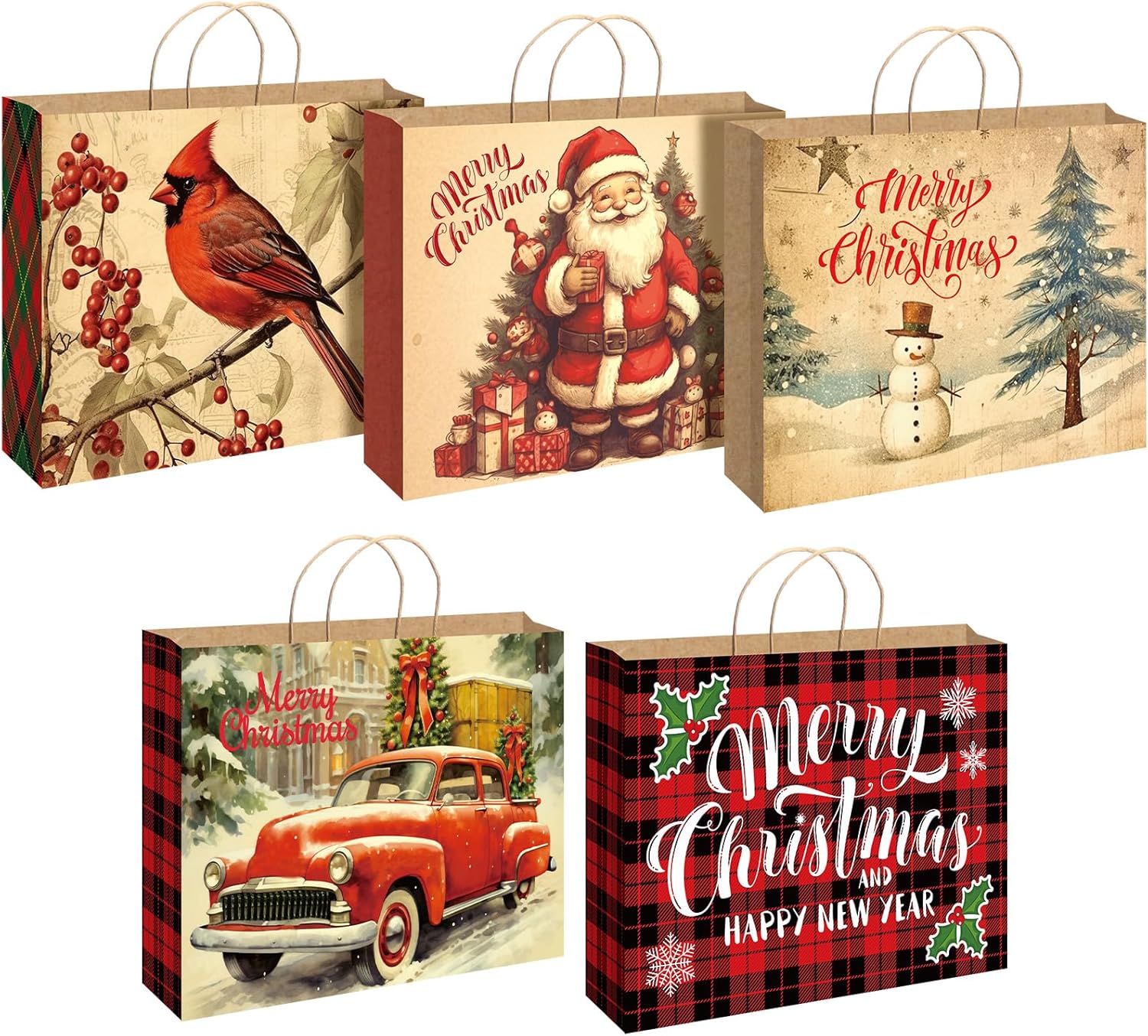 Windyun 20 Pcs Extra Large Christmas Gift Bags 20 x 15 x 7