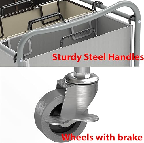 Vista 10 de Simple Houseware - Carro rodante clasificador de ropa sucia de 3 bolsas Plata