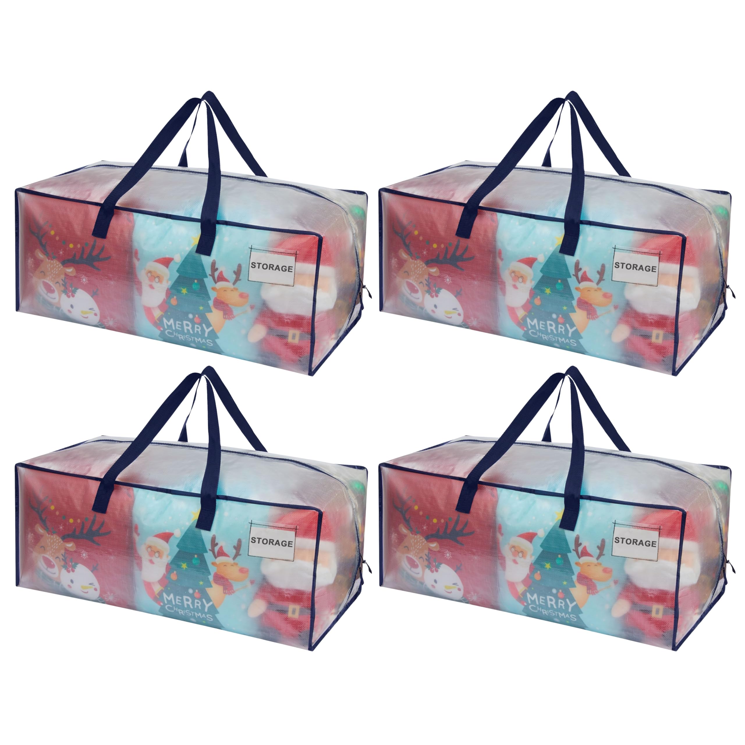 VENO 4 Pack Heavy-Duty Moving Bags Extra Large W/Backpack Straps, Moving House Essentials, Strong Handles & Zips, Clothes Storage, Packing, Laundry Bags, Reusable and Sustainable (Clear, 4 Pack)