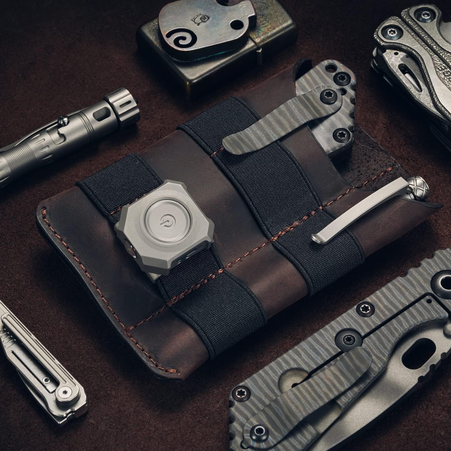 VIPERADE PL5 - Ultra Slim Lightweight EDC Multitool Pouch Organizer Multifunktion Durable Leder Tool Pocket Pouch, Taschenlampenhalter, Stifthalter, Werkzeugscheide, Messerscheide