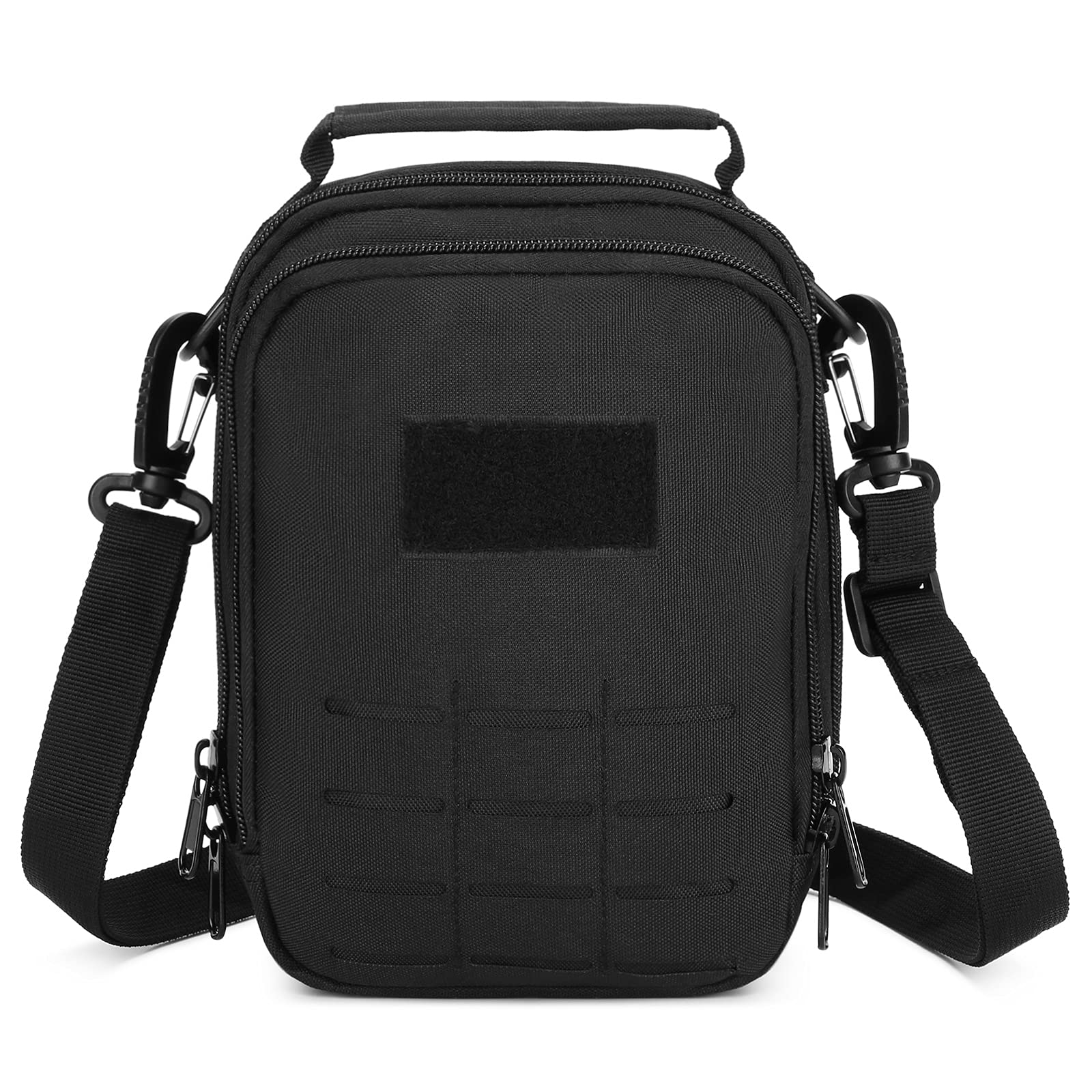 Tactical Shoulder Bag Small Military Waterproof MOLLE Outdoor Assault Range Pack One Strap Molle Rucksack Crossbody Bag for Army Hunting Cycling Climbing,Black