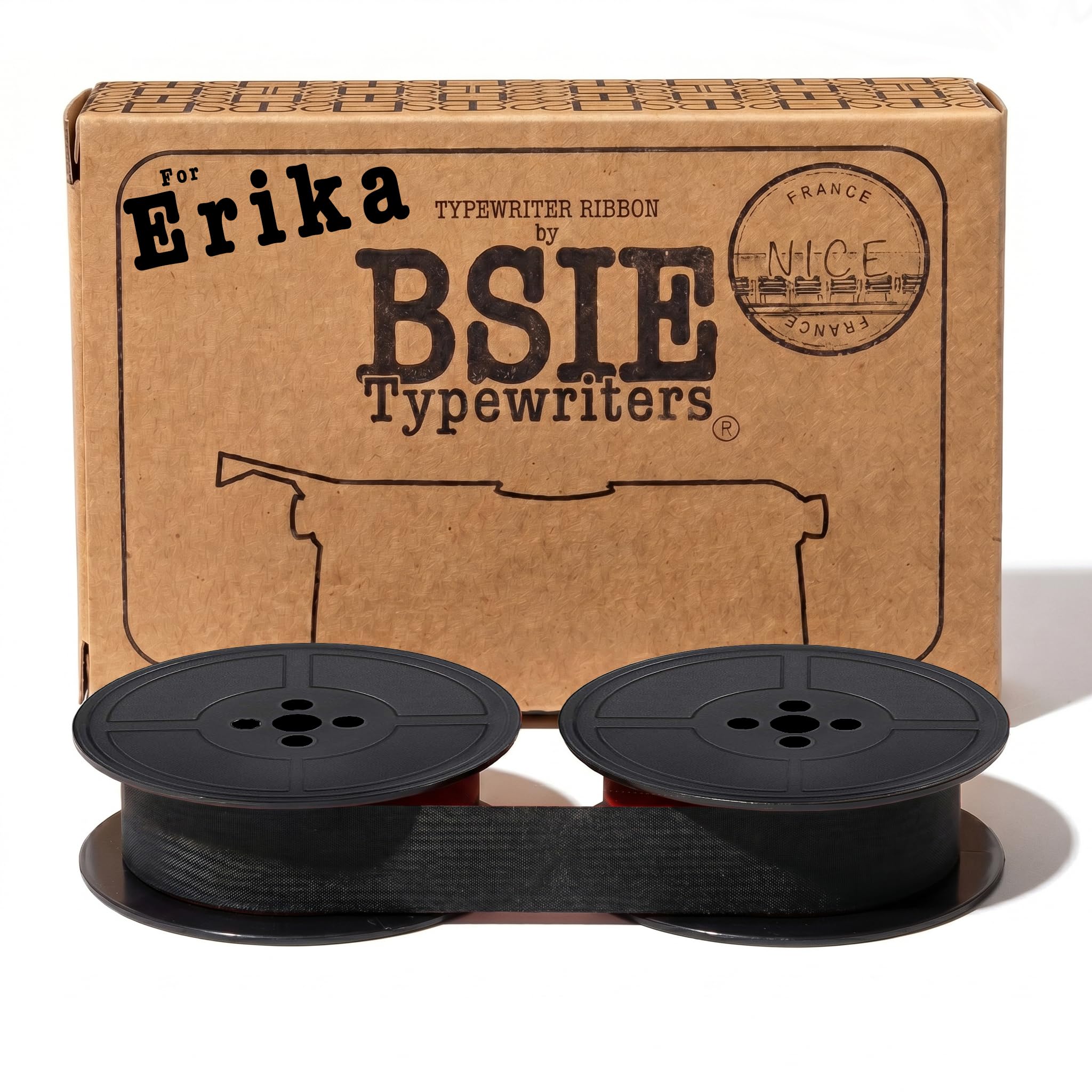 BSIE Typewriters – Erika Typewriter Ribbon – Black – Fits Erika 5, Erika 9, Erika 10, Erika 30, Erika 42, Naumann – GR1 / DIN 2103 / DIN 32755 – Tested in Nice, France
