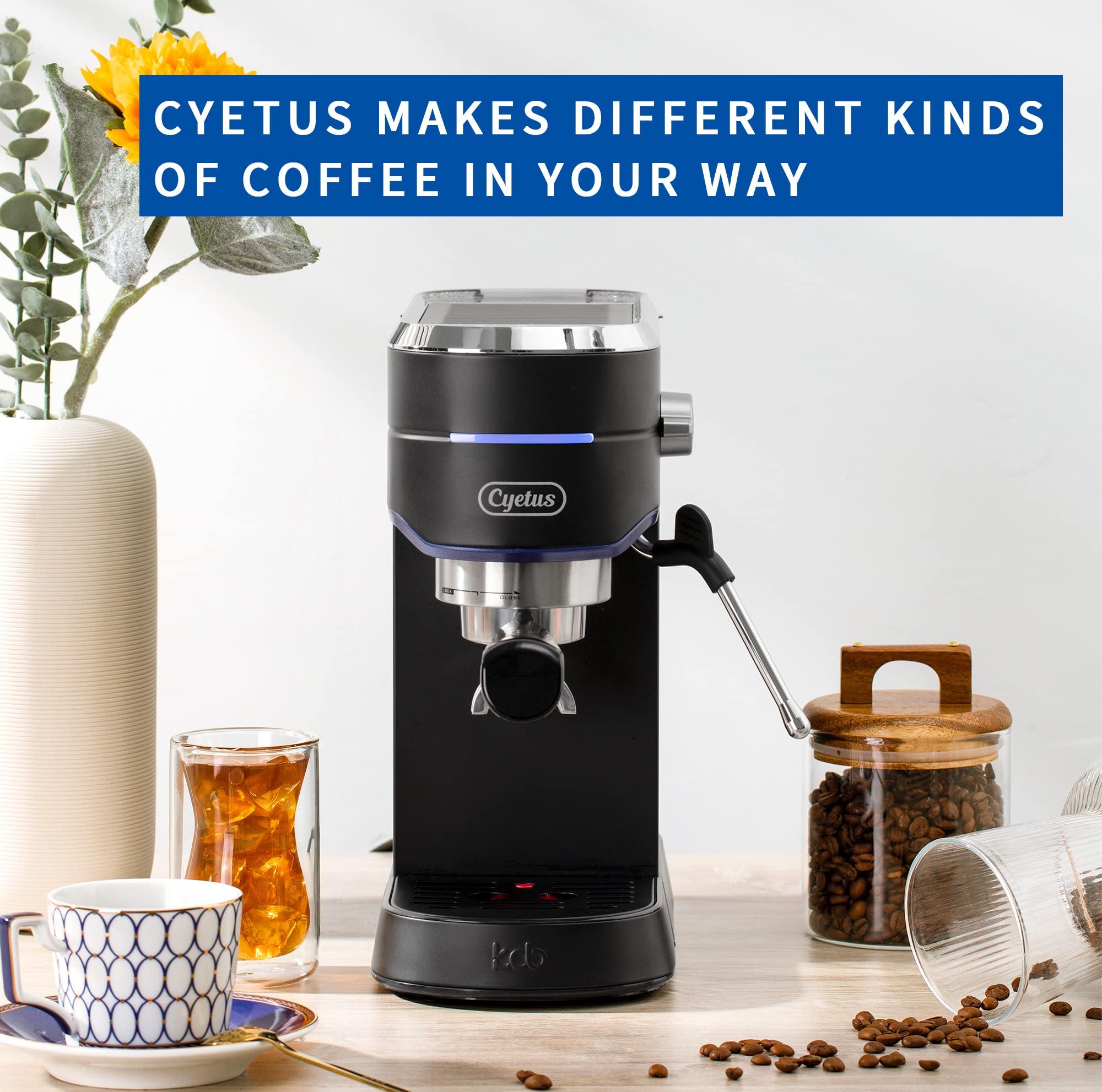 CYETUS Espresso Machine for Home Barista CM5080, Milk Steam Frother