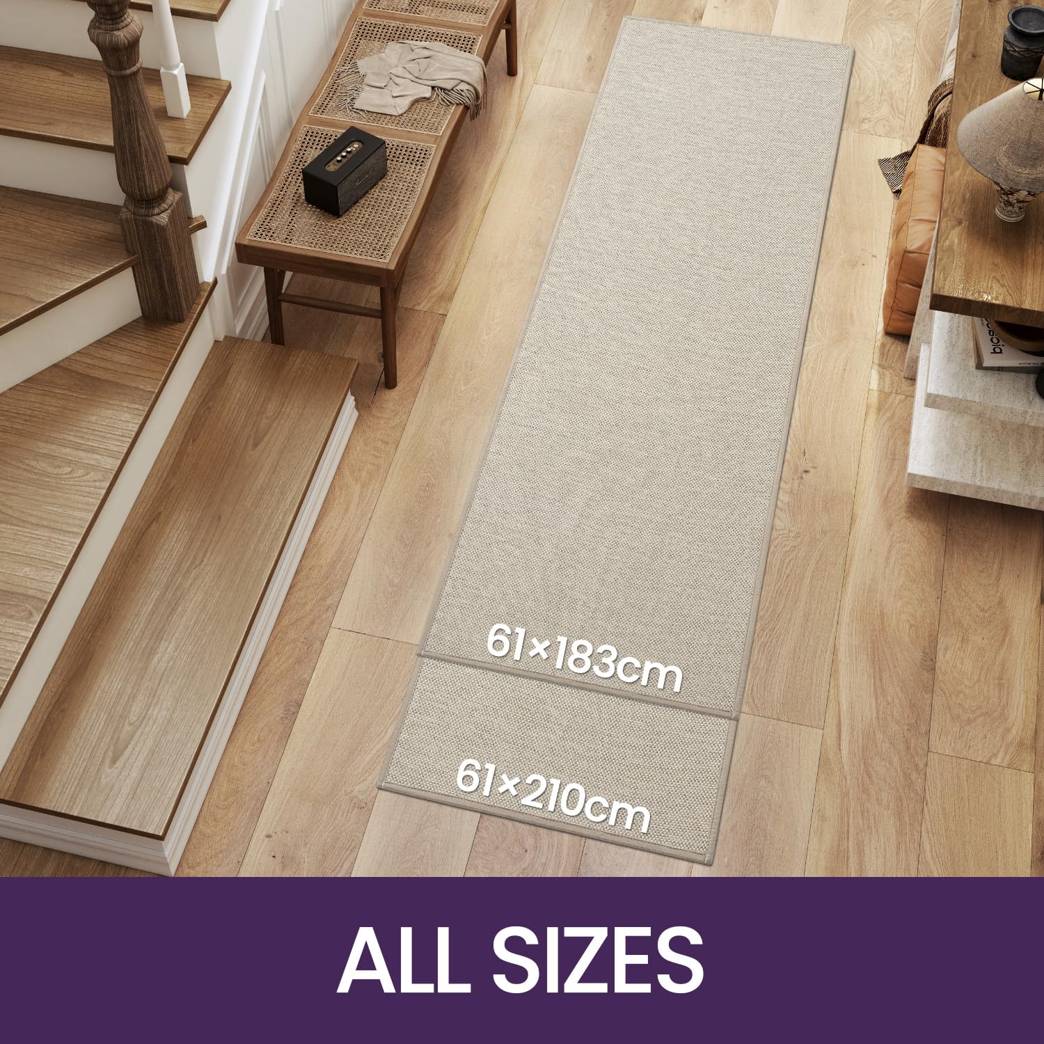 DEXI Non-Slip Hallway Runner Rug 60 x 210 cm, Thin Low-Profile Carpet for Entryway Bedroom, Kitchen, Laundry Room - Image 2