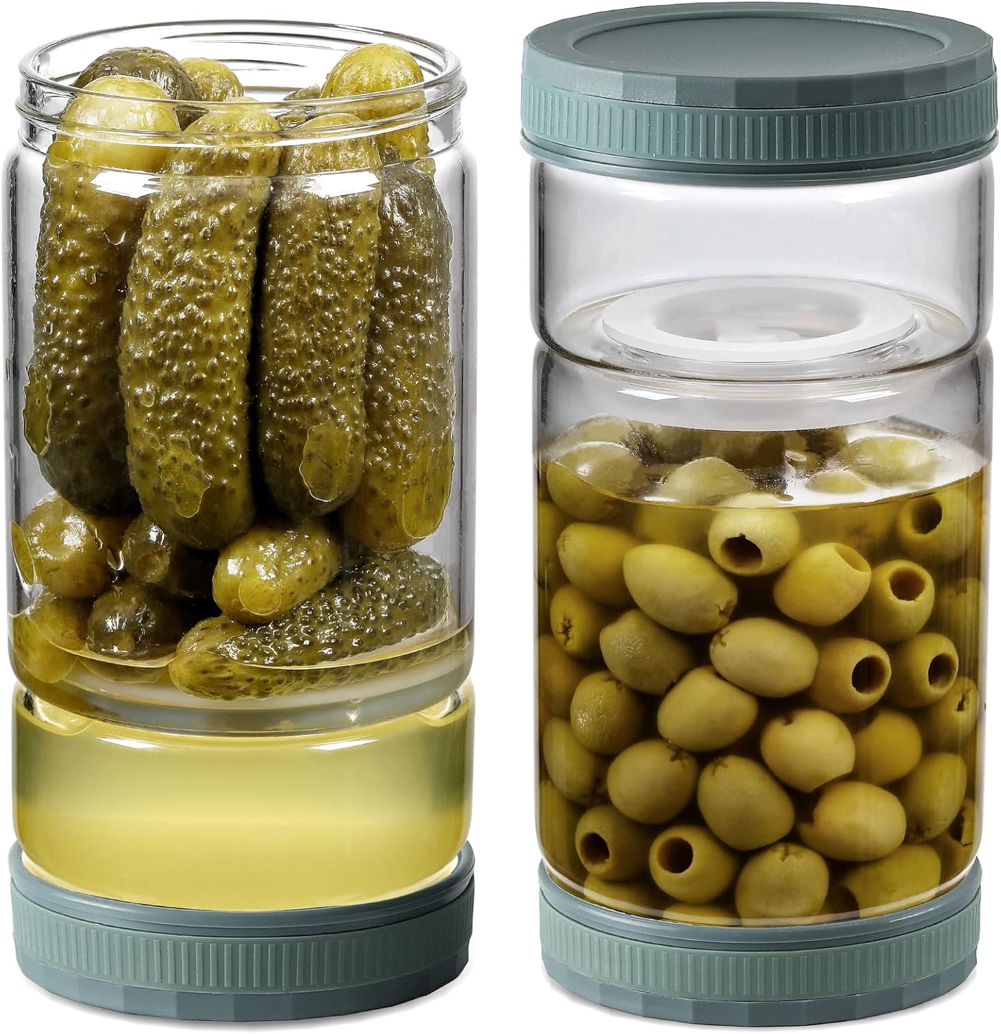 Amazon.com: LANDNEOO 2 Pack 36oz Glass Pickle Jar with Strainer Flip ...