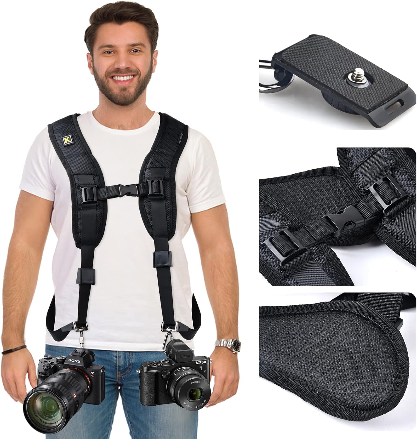 Correa Camara Reflex Correa De Hombro Antideslizante Wohlstand Para Cámaras - Ajustable, Con Cierre Rápido | Universal Y Vintage Arnes Fotografia