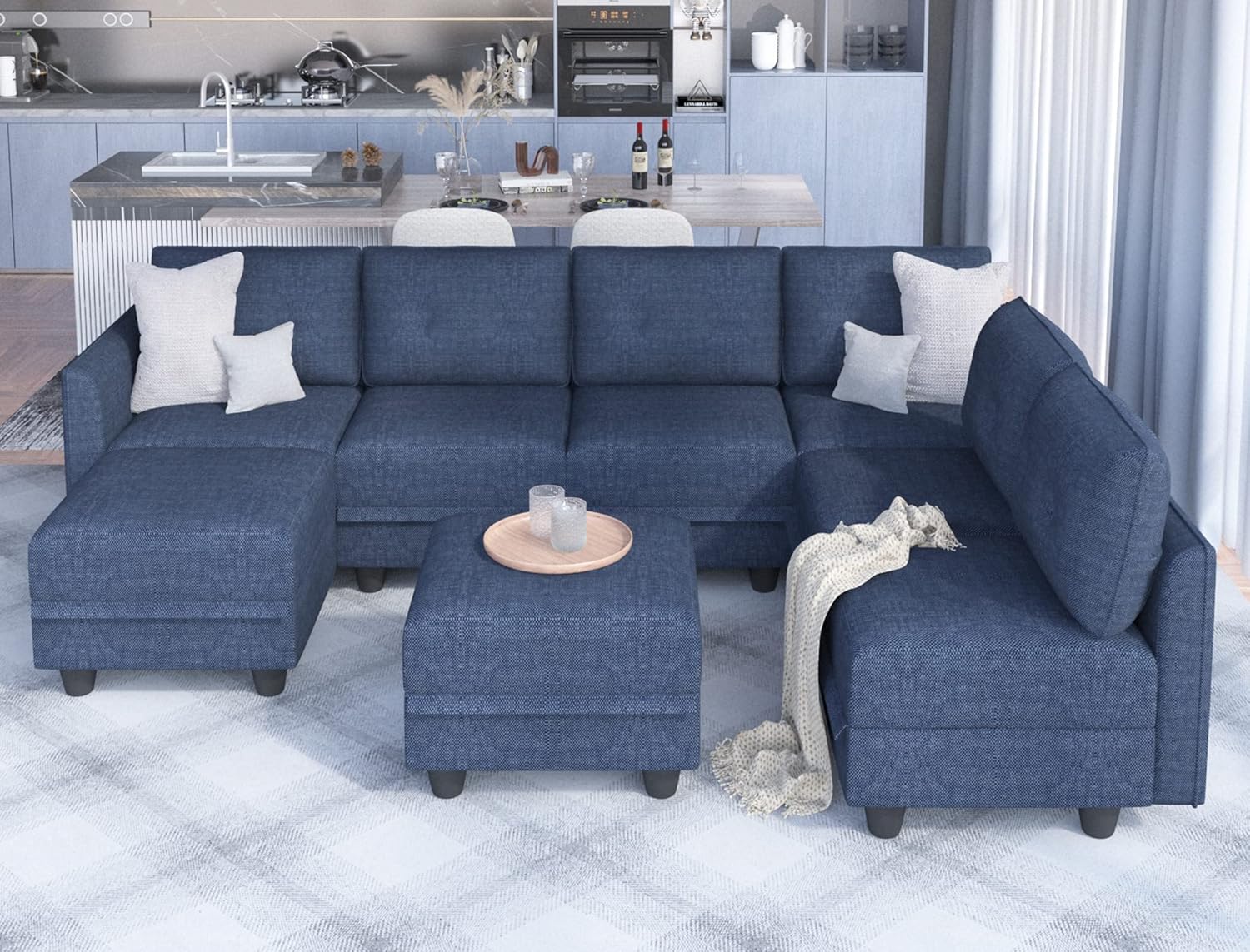 LLappuil Modular Sofa Oversized U Shaped Sleeper Couch with Reversible Chaise 8