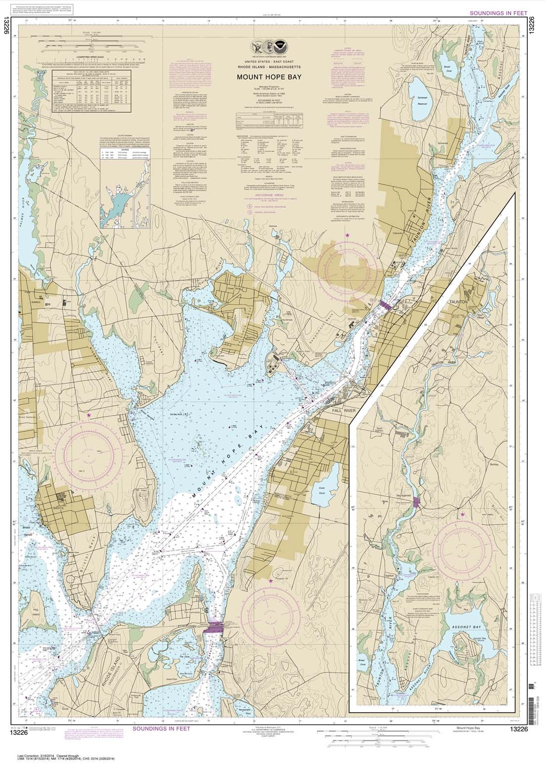 NOAA Chart 13226: Mount Hope Bay 32.7 x 45.9 (Traditional Paper)